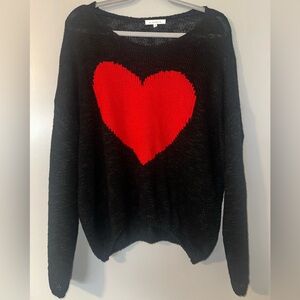 Miracle Black Sweater with Bold Red Heart